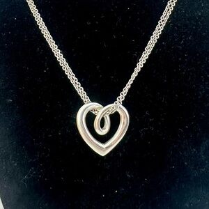 JAMES AVERY Sterling Silver Swirl Scroll Heart Strings Pendant Necklace; RETIRED